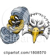 Poster, Art Print Of Eagle Hawk Bird Weight Lifting Dumbbell Gym Mascot