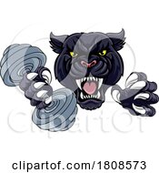 Poster, Art Print Of Panther Jaguar Leopard Weight Lifting Gym Mascot