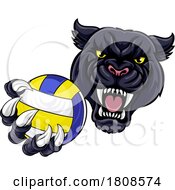 Poster, Art Print Of Panther Jaguar Leopard Volleyball Ball Claw Mascot