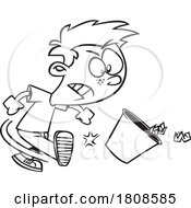 Poster, Art Print Of Cartoon Lineart Mad Boy Kicking A Trash Can