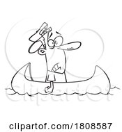 Cartoon Lineart Man Up The Creek Without A Paddle