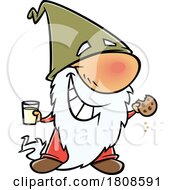 Cartoon Gnome Eating A Cookie With Milk