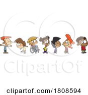 Cartoon Line Up Of Different Children