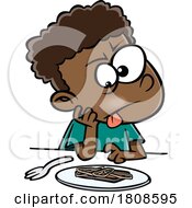Cartoon Disgusted Boy With Dinner Of Liver And Onions