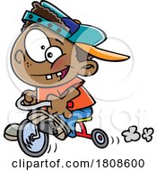 Cartoon Boy Having Fun On A Trike by toonaday