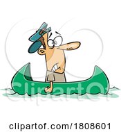 Cartoon Man Up The Creek Without A Paddle