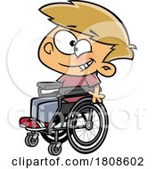 Cartoon Happy Boy In A Wheelchair