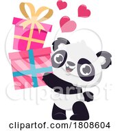 Cartoon Valentines Day Panda Mascot With Gifts
