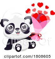 Cartoon Valentines Day Panda Mascot With Hearts