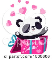 Poster, Art Print Of Cartoon Valentines Day Panda Mascot In A Gift Box