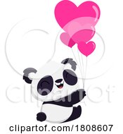 Poster, Art Print Of Cartoon Valentines Day Panda Mascot With Heart Balloons
