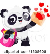 Poster, Art Print Of Cartoon Panda Mascot Character With Valentine Mail
