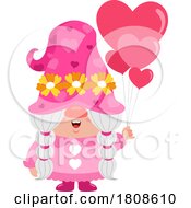 Cartoon Valentines Day Gnome With Heart Balloons