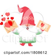 02/06/2024 - Cartoon Gnome With A Love Letter Or Valentine