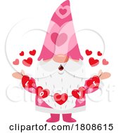 Cartoon Valentines Day Gnome With A Strand Of Hearts