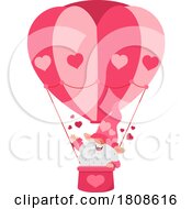 Poster, Art Print Of Cartoon Valentines Day Gnome In A Hot Air Balloon