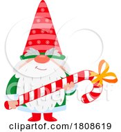 Cartoon Christmas Gnome Carrying A Candy Cane