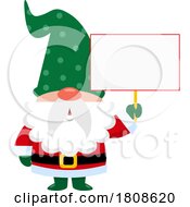 Cartoon Christmas Santa Gnome Holding A Sign by Hit Toon