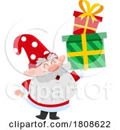 Cartoon Christmas Santa Gnome Carrying Gifts
