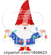 Poster, Art Print Of Cartoon Christmas Santa Gnome With Lights