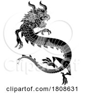 Black And White Chinese Dragon by Hit Toon