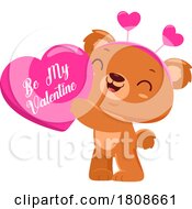 Poster, Art Print Of Cartoon Valentines Day Bear Mascot With A Heart