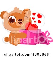 02/07/2024 - Cartoon Valentines Day Bear Mascot Character With A Gift
