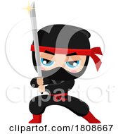 Poster, Art Print Of Cartoon Ninja With A Katana Sword