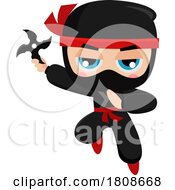 Poster, Art Print Of Cartoon Ninja Throwing A Shuriken