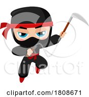 Cartoon Ninja Using A Kusarigama