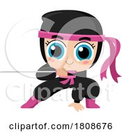 Cartoon Ninja Girl With A Katana Sword by Hit Toon