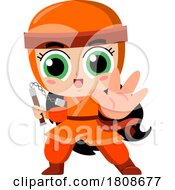 Cartoon Ninja Girl Using A Nunchaku by Hit Toon