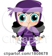 Poster, Art Print Of Cartoon Ninja Girl With Sai Knives
