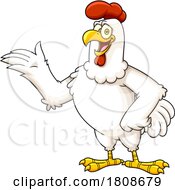 Cartoon Rooster Chicken Mascot Character Presenting