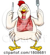 Cartoon Hungry Rooster Chicken Mascot Character