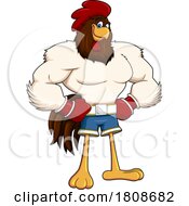 Cartoon Boxer Rooster Chicken Mascot Character