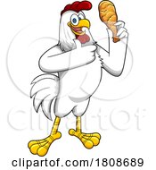 Poster, Art Print Of Cartoon Rooster Mascot Character With A Chicken Leg