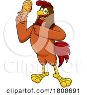 Poster, Art Print Of Cartoon Rooster Mascot Character With A Chicken Leg