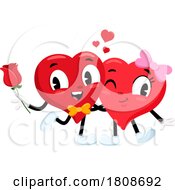 Poster, Art Print Of Cartoon Valentines Day Heart Mascot Couple On A Date