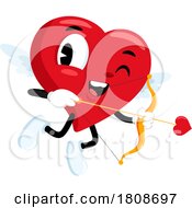 Cartoon Valentines Day Heart Mascot Aiming Cupids Arrow