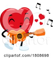 Poster, Art Print Of Cartoon Valentines Day Heart Mascot Playing A Guitar