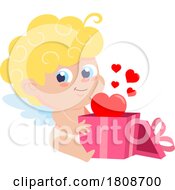 Poster, Art Print Of Cartoon Valentines Day Cupid With A Gift