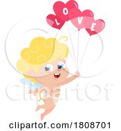 Poster, Art Print Of Cartoon Valentines Day Cupid With Love Balloons