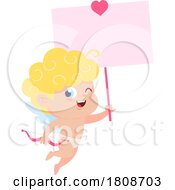 Poster, Art Print Of Cartoon Valentines Day Cupid With A Sign