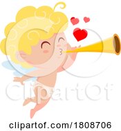 Poster, Art Print Of Cartoon Valentines Day Cupid With A Horn