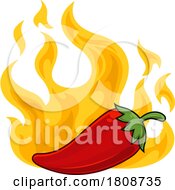 Poster, Art Print Of Cartoon Fiery Red Hot Pepper