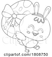 Poster, Art Print Of Cartoon Black And White Easter Bunny Rabbit