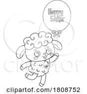 02/11/2024 - Cartoon Black And White Easter Lamb