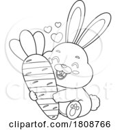 Poster, Art Print Of Cartoon Black And White Easter Bunny Rabbit