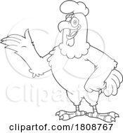 Cartoon Black And White Rooster Chicken Mascot Character Presenting